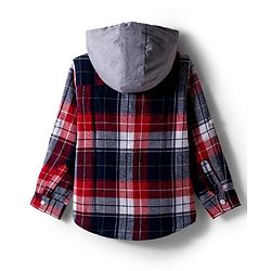 Pine Kids Cotton Woven Full Sleeves Hooded Checkered Shirt - Red