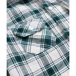 Pine Kids Cotton Woven Full Sleeves Brushed Hooded Shirt With Checks - Green