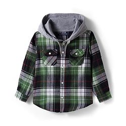 Pine Kids Cotton Woven Full Sleeves Brushed Hooded Shirt With Checks - Green