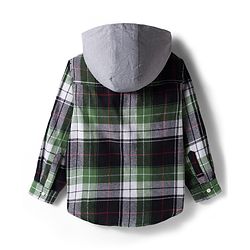 Pine Kids Cotton Woven Full Sleeves Brushed Hooded Shirt With Checks - Green