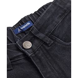 Pine Kids Denim Full Length Washed Jeans With Text Print - Black