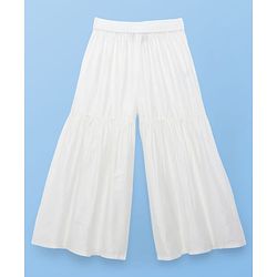 Pine Kids Woven Three Fourth Sleeves Kurti Gharara & Dupatta Set with Floral Print - Yellow