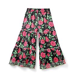 Pine Kids Woven Three Fourth Sleeves Kurta Gharara & Dupatta Set With Floral Print - Black