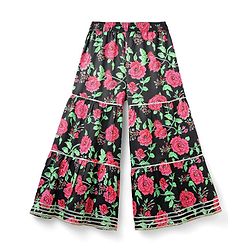Pine Kids Woven Three Fourth Sleeves Kurta Gharara & Dupatta Set With Floral Print - Black