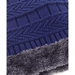Pine Kids Knit Woollen Cap Cloves & Muffler Set Navy Blue - Diameter 18 cm
