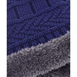 Pine Kids Knit Woollen Cap Cloves & Muffler Set Navy Blue - Diameter 18 cm