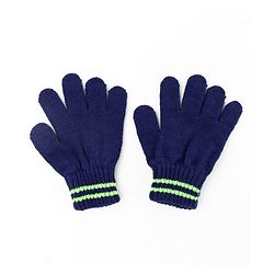 Pine Kids Knit Woolen Cap & Cloves Set Navy Blue - Diameter 18 cm