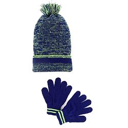 Pine Kids Knit Woolen Cap & Cloves Set Navy Blue - Diameter 18 cm
