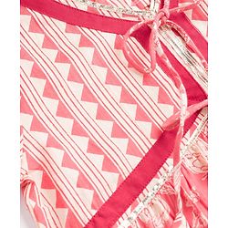 Pine Kids Cotton Woven Half Sleeves Kurta Churidar & Dupata Set With Floral Print - Coral