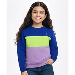 Pine Kids Cotton Knit Full Sleeves Solid Color Cut & Sew Pullover Sweatshirt -  Lavender & Blue
