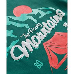 Pine Kids Cotton Knit Full Sleeves Sweatshirt With Mountains Text Print - Dark Green