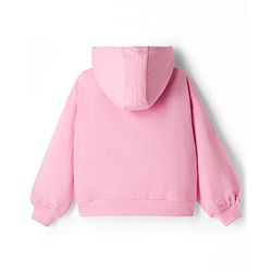Pine Kids Knit Full Sleeves Hooded Sweatshirt With Bow Applique - Pink