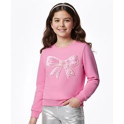 Pine Kids Cotton Knit Full Sleeves Sweatshirt With Sequin Detailing - Pink