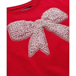 Pine Kids Cotton Knit Full Sleeves Sweatshirt With Sequin Detailing - Red