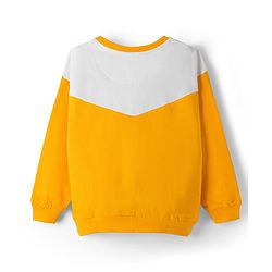 Pine Kids Cotton Knit Full Sleeves Cut & Sew Sweatshirt with Text Graphic - Yellow