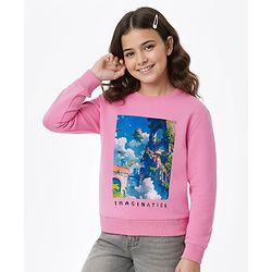 Pine Kids Cotton Knit Full Sleeves Sweatshirt with Imagination Graphic - Pink