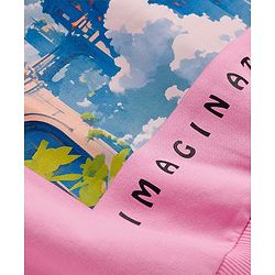 Pine Kids Cotton Knit Full Sleeves Sweatshirt with Imagination Graphic - Pink
