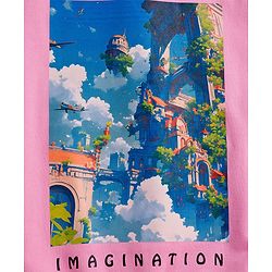 Pine Kids Cotton Knit Full Sleeves Sweatshirt with Imagination Graphic - Pink