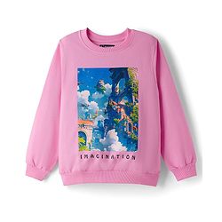 Pine Kids Cotton Knit Full Sleeves Sweatshirt with Imagination Graphic - Pink