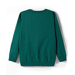 Pine Kids Cotton Knit Full Sleeves Sweatshirt With Feeling Pretty Text & Floral Print - Dark Green