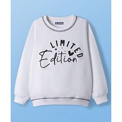 Pine Kids Cotton Knit Full Sleeves Sweatshirt With Text Print - White