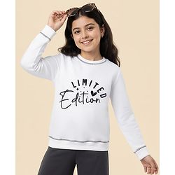 Pine Kids Cotton Knit Full Sleeves Sweatshirt With Text Print - White