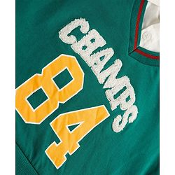 Pine Kids Cotton Knit Full Sleeves Twofer Style Sweatshirt with Text Print - Green