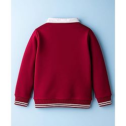 Pine Kids Cotton Knit Full Sleeves Sweatshirt With Awesome Print & Kangaroo Pockets - Dark Red