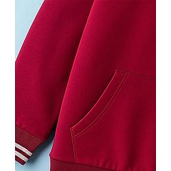 Pine Kids Cotton Knit Full Sleeves Sweatshirt With Awesome Print & Kangaroo Pockets - Dark Red