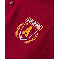 Pine Kids Cotton Knit Full Sleeves Sweatshirt With Awesome Print & Kangaroo Pockets - Dark Red