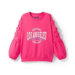 Pine Kids Cotton Knit Full Sleeves Sweatshirt With Los Angeles Text Print - Pink