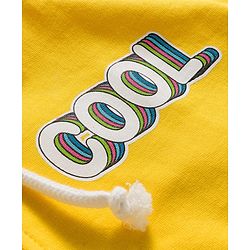 Pine Kids Cotton Knit Full Sleeves Hooded Sweatjacket With Cool Text Print - Yellow & White
