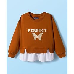 Pine Kids Cotton Knit Full Sleeves Sweatshirt With Perfect Text Print - Brow & White