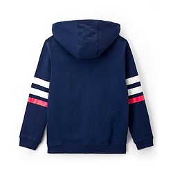 Pine Kids Cotton Knit Full Sleeves Hooded Sweatshirt with Text Patch Detailing - Navy Blue