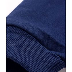 Pine Kids Cotton Knit Full Sleeves Hooded Sweatshirt with Text Patch Detailing - Navy Blue