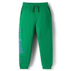 Pine Kids Terry Knit Full Length Lounge Pant With Text print - Green