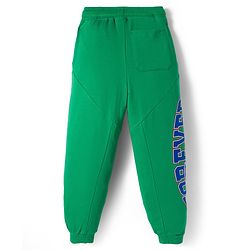 Pine Kids Terry Knit Full Length Lounge Pant With Text print - Green
