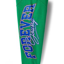 Pine Kids Terry Knit Full Length Lounge Pant With Text print - Green