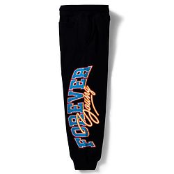 Pine Kids Terry Knit Full Length Lounge Pant With Text Print - Black