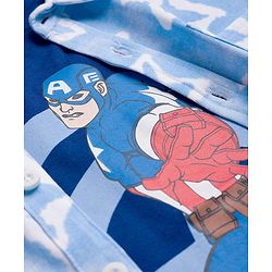 Pine Kids Marvel Single Jersey Knit Half Sleeves Shirt With T-Shirt & Captain America Graphics - Blue