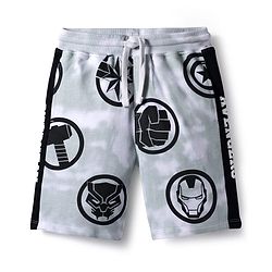 Pine Kids Marvel Single Jersey Knit Half Sleeves T-Shirt & Short Set With Avengers Graphics - Light Grey