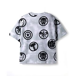 Pine Kids Marvel Single Jersey Knit Half Sleeves T-Shirt & Short Set With Avengers Graphics - Light Grey