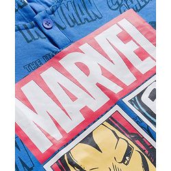 Pine Kids Marvel Terry Knit Full Sleeves Hooded Sweatshirt with Avengers Graphics - Blue