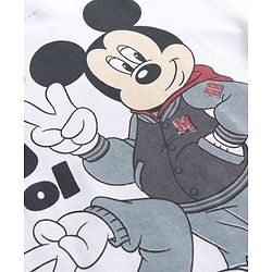 Pine Kids Disney Terry Knit Full Sleeves Sweatshirt With Front & Back Mickey & Friends Graphics - White