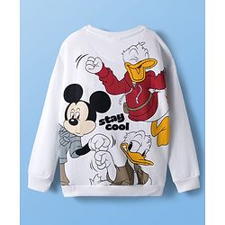 Pine Kids Disney Terry Knit Full Sleeves Sweatshirt With Front & Back Mickey & Friends Graphics - White