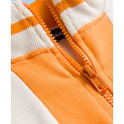 Pine Kids Cotton Knit Full Drop Shoulder Sleeves Winter Frock with Color Block Design - Marshmallow White & Yellow