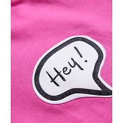 Pine Kids Cotton Knit Full Sleeves Sweatshirt Dress With Text Print - Dark Pink
