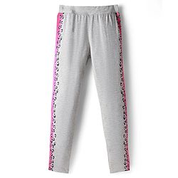 Pine Kids Knit Full Length Leggings with Cheetah Print - Grey