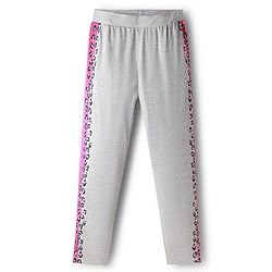 Pine Kids Knit Full Length Leggings with Cheetah Print - Grey