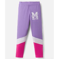 Pine Kids Cotton Lycra Knit Full Length Leggings With Minneapolis Print - Lavender